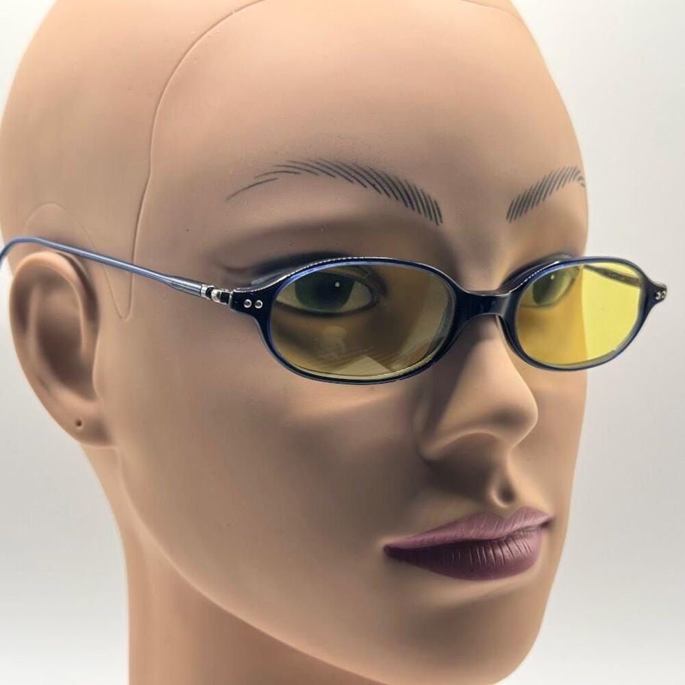Vintage NOS Y2K Narrow Blue Vogue Eyeglass Frames with New Non-RX Lenses